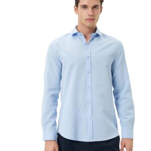 KOTON Mens Klasik Yaka Uzun Kollu Basic Gömlek Button Down Shirt (pack of 1)، من كوتون