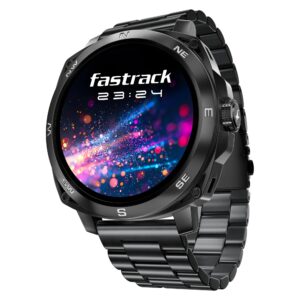 Fastrack Radiant FX3 Smart Watch, 3.63 CM AMOLED Display, Functional Crown, AOD & DND Mode, SingleSync BT Calling, AI Voice Assistant, Women's Health Tracking, 100+ Sports & Smartwatch Faces (Black)