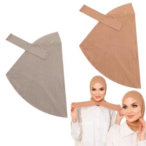 حجاب اسلامي للنساء، وشاح راس من قماش الجيرسيه الفاخر، وشاح حجاب فوري بازرار، شال ملابس اسلامية قابل للتمدد، منديل للرقبة قابل للتمدد، بني فاتح وبرتقالي فاتح، مقاس واحد