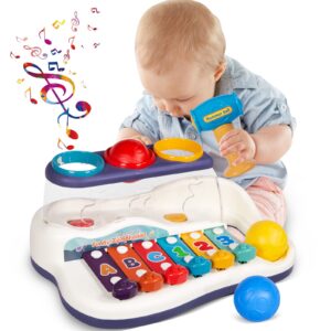 ألعاب مونتيسوري، اكسيليفون موسيقي 2 في 1، ألعاب حسية للأطفال الصغار 1-3 سنوات، ألعاب تعليمية من براجيم