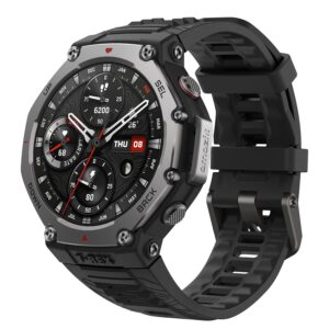 Amazfit T-Rex 3 Rugged/Military Smart Watch 48mm, GPS (with Privacy), Offline Maps, Long Battery Life,328 Feet Water-Resistant, 170 Fitness/Sport Modes, AI, Voice Control, for Android or iPhone, Black