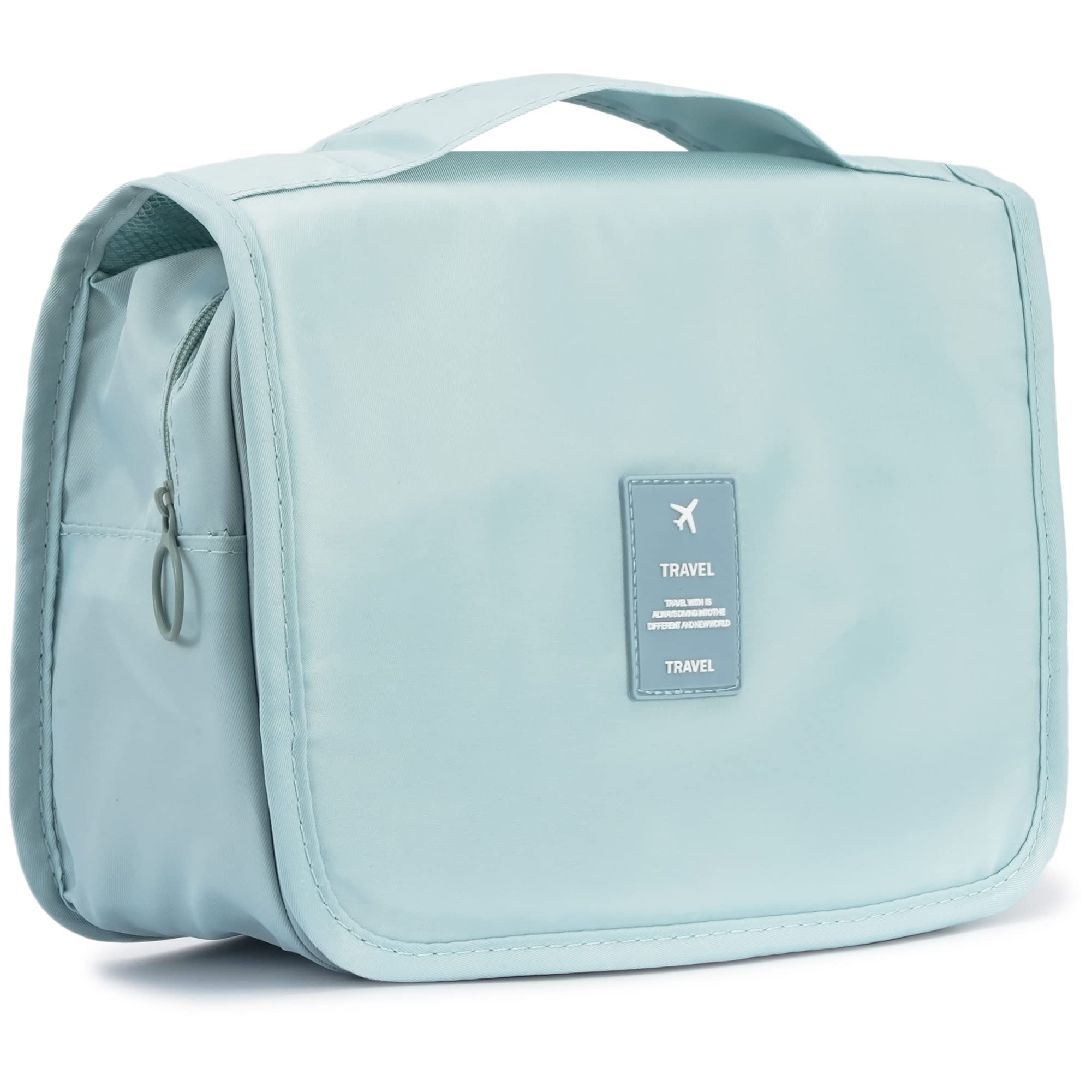 71HDmh8s5FL شنطة سفر معلقة للأدوات الصحية من ال اند اف واي منظم مستحضرات تجميل وشنطة مكياج أدوات حلاقة للرجال مع مقبض نايلون أزرق