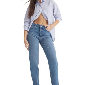 بنطلون جينز للنساء بخصر عادي من ترينديول، موديل TWOSS25JE00135