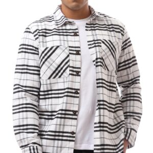 قميص منقوش للرجال من ريفين الصوف بأكمام طويلة وأزرار بتصميم غربي مريح