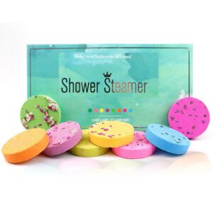 هدايا للعلاج العطري من اكس سبرينج، مجموعة من 8 قطع من أجهزة بخار الاستحمام بخاصية اطلاق الروائح العلاجية، مجموعة كرات الاستحمام الفوارة بالزيوت العطرية الطبيعية للنساء والرجال، هدايا العناية الشخصية