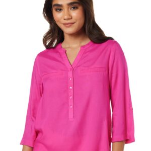 بلوزة بقصة عادية للنساء ولون سادة من امازون براند - سيمبول