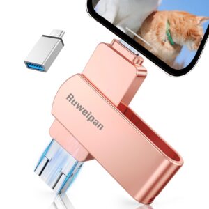 USB Flash Drive for Phone, [Without APP] 128GB USB C Pendrive 4 in 1 External Memory USB 3.0 Flash Drive for Downloading Photostick Photos for OTG Android/Smartphone/PC/Tablet/Pad/iOS (128G