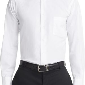 قميص للرجال بقصة عادية من قماش البوبلين الحريري بلون سادة فان هيوزن