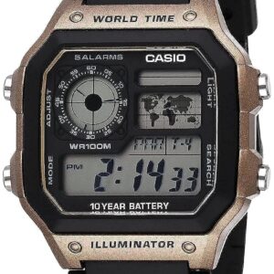 ساعة كوارتز بسوار من ستانلس ستيل وبطارية تدوم 10 سنوات للرجال كاسيو فضي 24.1 الموديل: AE-1200WHD-7AVCF