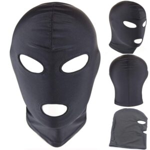 قناع تزلج 3 فتحات بالاكلافا بغطاء للراس، قبعة رياضية في الهواء الطلق، قناع وجه صيفي للرجال والنساء، زي تنكري بغطاء للراس للجنسين، اسود عالمي