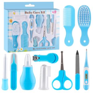 مجموعة العناية بالطفل من فانسي هوب ملحقات أساسية يومية للعناية الصحية بالرضع وحديثي الولادة 10 قطع عدد 1 أزرق