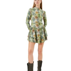 KOTON womens Flare Mini Long Sleeve Stand Up Detail Dress