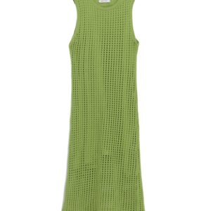 فستان من إل سي وايكيكي مصنوع من البوليستر والفيسكوز برقبة كرو للنساء بتصميم فيتد محبوك بقصة ضيقة