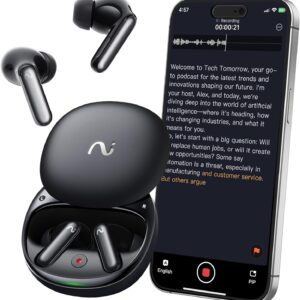 RecDot AI Earbuds - AI Meeting Assistant with Real-Time Transcription & Translation (16 Languages), FlashRecord, 48dB ANC, To-Do Lists & Summaries - Black