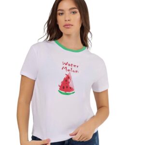 تيشرت عصري أنيق قصير الأكمام للنساء من بريمودا، PRWxx004681 عصري