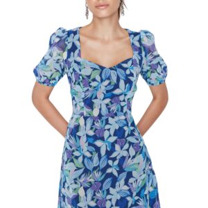 فستان قصير طراز TWOSS22EL2168 منسوج ومبطن بالزهور من الشيفون للنساء من ترنديول