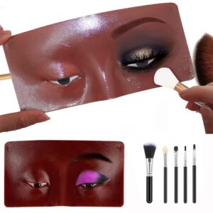لوح مكياج من السيليكون قابل لاعادة الاستخدام، يساعد على ممارسة مكياج الوجه والعينين، لوح سيليكون للتدريب على المكياج مع 5 فرش تجميل (اسود)، من اكسيفور