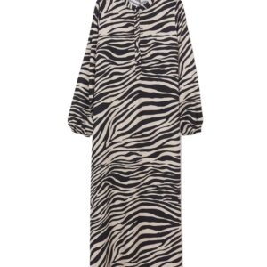 LC واكيكي فستان للنساء برقبة دائرية ضيقة ونمط حمار وحشي