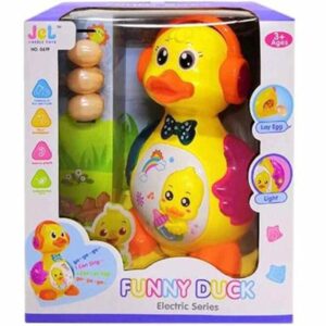 لعبة بطة مضحكة تضع البيض من جيل مع إضاءة وموسيقى