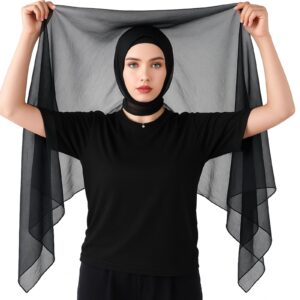 حجاب شيفون فوري مع مغناطيس مدمج ولف راس مخيط، وشاح راس للنساء المسلمات، شال ناعم ملتف جاهز للارتداء