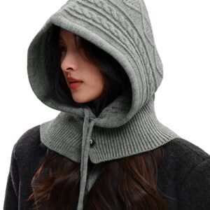 وشاح بالاكلافا محبوك للنساء، قبعة وشاح بغطاء راس قابلة للتمدد، قبعة صغيرة دافئة شتوية جيدة التهوية مع رباط قابل للتعديل، تصميم محبوك على شكل كيبل، تغطية كاملة للوجه قابلة للغسل في الغسالة للطقس البارد