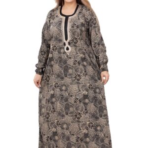 عباية تطريز على شكل خط بأكمام طويلة للنساء