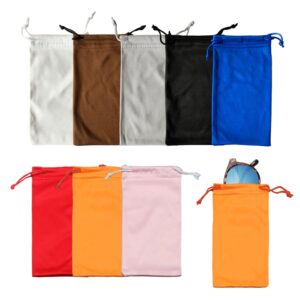 حافظة نظارات شمسية من نوينيني، 8 قطع، حافظة نظارات ناعمة، حافظة نظارات برباط من المايكروفايبر، حافظة نظارات شمسية صغيرة برباط سحب للنساء والرجال (متعددة الالوان، 18 سم × 9 سم)