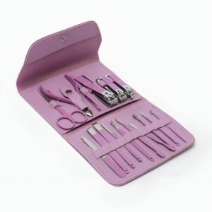 طقم احترافي للعناية بالأظافر 16 قطعة للعناية الشخصية باديكير ومناكير للرجال والنساء هدية شاملة ومثالية للعناية الشخصية (بنفسج)