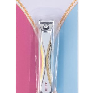 قصافة أظافر بشفرة حادة من الفولاذ المقاوم للصدأ بتصميم احترافي للرجال والنساء وتصميم يد مربعة من اليس (تصميم بوهيمي لون وردي وأزرق فاتح)