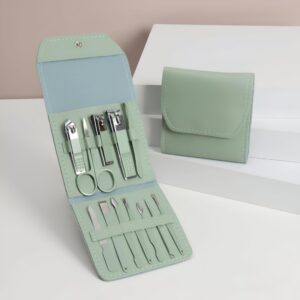 طقم العناية بالأظافر 16 قطعة للعناية الشخصية باديكير احترافي ومجموعة أدوات تجميل للرجال والنساء هدية مثالية للمناسبات والعناية الذاتية (اخضر)