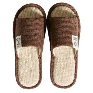 شبشب كتان جيد التهوية للنساء والرجال من أيوتيو، شبشب أرضي داخلي مضاد للانزلاق، حذاء منزلي مريح لجميع الفصول