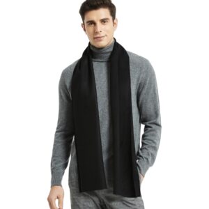 وشاح شتوي كلاسيكي من الكشمير للرجال، وشاح طويل عصري رسمي ناعم بلون واحد من جلين ميلا