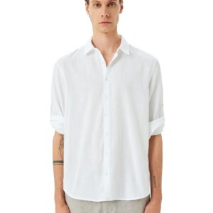 قميص كلاسيكي عصري للرجال من كوتون