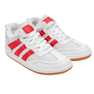 حذاء رياضي ناو للبالغين من الجنسين من ناو شوز - ابيض - جلد احمر - حذاء رياضي HL2