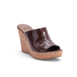 شبشب جلد بكعب عريض W-11