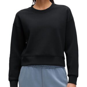 سويت شيرت سوفت اورا برقبة دائرية ضيقة وأكمام طويلة للنساء من سي ار زد يوغا، تيشيرت كاجوال أساسي للخريف