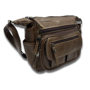 شنطة كروس جلد للنساء من ايسل 1614، شنطة كتف بمقبض علوي مع حزام مثبت، تصميم عصري وانيق، ابعاد 23 × 28 × 10 سم (بني ايه)