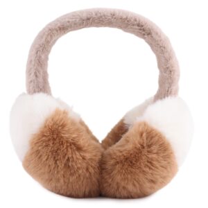 اغطية اذن شتوية للنساء، قابلة للطي من الفرو الصناعي، اغطية اذن مبطنة بالصوف للتدفئة في الطقس البارد، اغطية اذن مخملية دافئة منفوشة