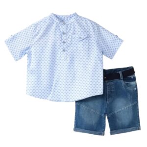تيشرت نصف كم وشورت جينز للأولاد من سيكا، طقم من قطعتين