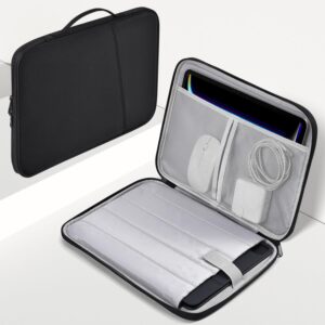 12.9-13 inch iPad Pro Case, Padded Travel Carrying Sleeve for iPad Pro 13-in M4 & iPad Air 13-in M2 M3(2025) Magic Keyboard, Water-Resistant Shockproof iPad Soft Bag Cover w/Accessory Pocket (Black)