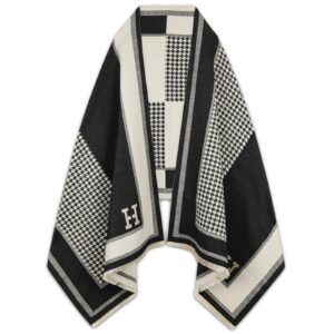 وشاح للنساء من الباشمينا حريري ملفوف للارتداء في المساء وبطانية بونشو مفتوحة من الامام