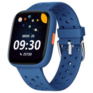 BIGGERFIVE Activity Bracelet Children Girls 5-16, 1.8" Smart Watch Pedometer, Heart Rate, Sleep Monitor, IP68 Waterproof, Alarm Clock, Puzzle Games with/without App, Blue