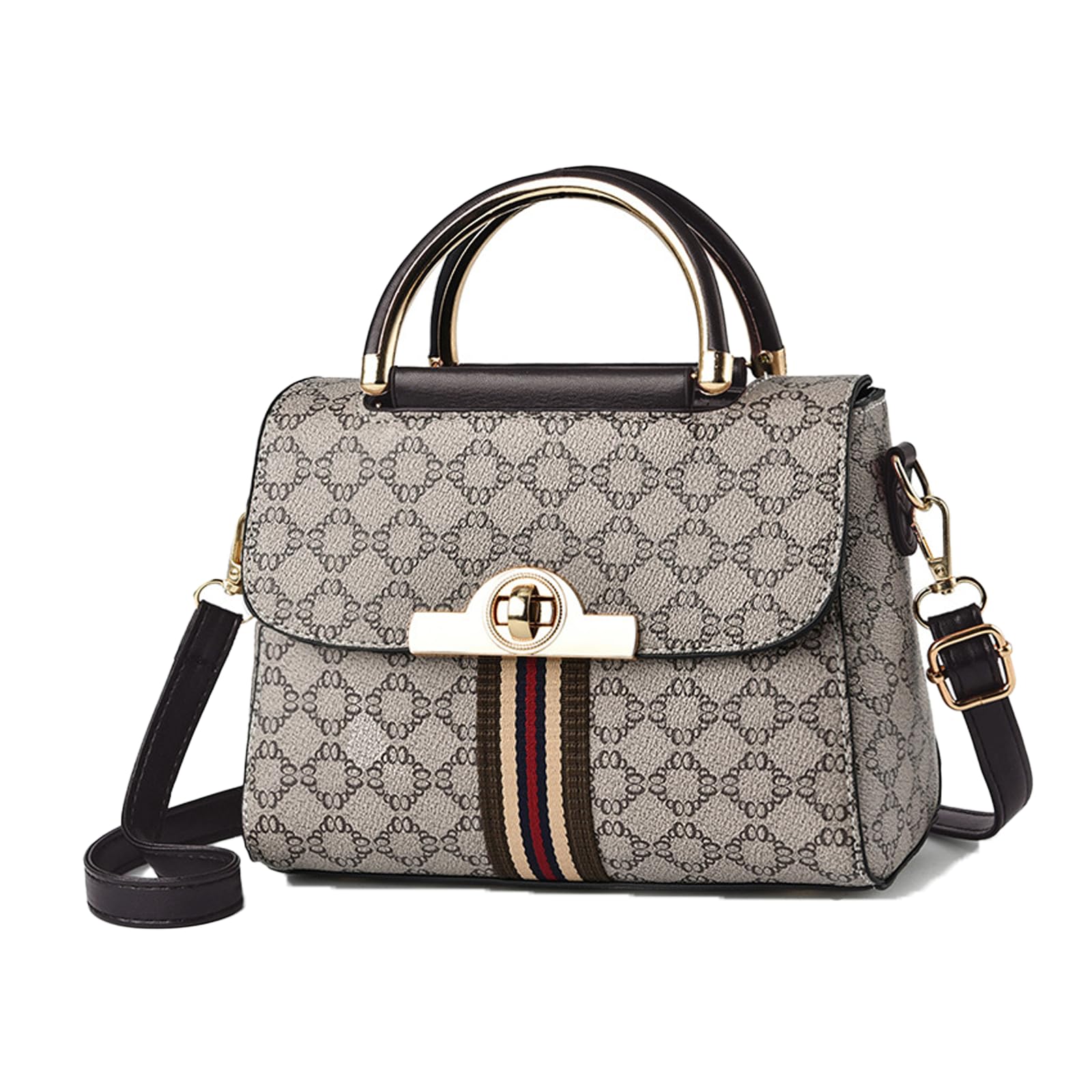 71YGxQ7yxhL شنطة يد كروس جلد صناعي بتصميم أنيق وعصري للنساء من اتش اكس تصميم كاروهات - لون أسود