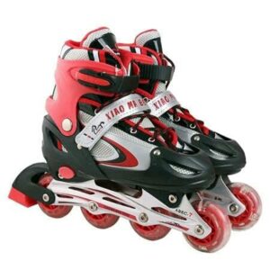 حذاء تزلج مقاس L من 39 الى 42 بعجلات خفيفة وفرامل بلون احمر