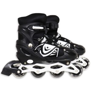 حذاء تزلج بعجلات مقاس كبير من سبورتي - لون أسود