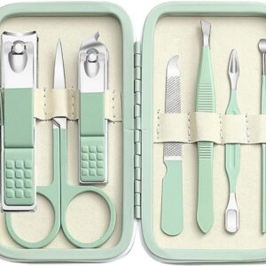 مجموعة مانيكير، مجموعة قصافة اظافر للرجال والنساء 8 في 1 من الستانلس ستيل، ادوات العناية الشخصية، مع شنطة سفر محمولة، مجموعة العناية بالباديكير، هدايا للزوجة والعائلة والصديقة