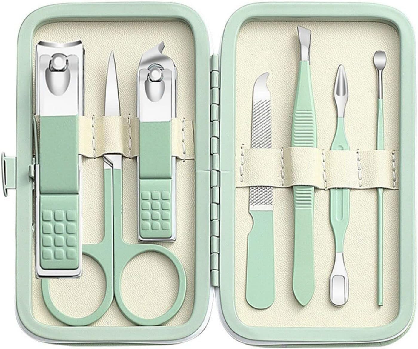 71YlVAeSycL مجموعة مانيكير، مجموعة قصافة اظافر للرجال والنساء 8 في 1 من الستانلس ستيل، ادوات العناية الشخصية، مع شنطة سفر محمولة، مجموعة العناية بالباديكير، هدايا للزوجة والعائلة والصديقة