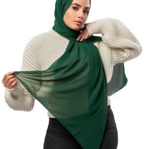 سكارف شيفون للنساء، طرحة كريب شيفون ناعم بلون سادة، حجاب عصري طويل، سكارف إسلامي من لافيزي