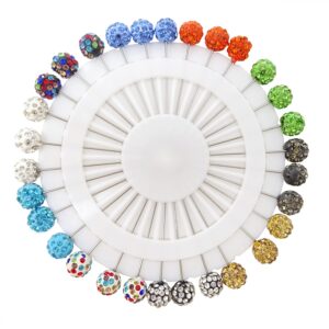 هونباي 30 قطعة من دبابيس الحجاب مع قبعات امان، كرة كريستال ملونة من حجر الراين، دبابيس بروش للحجاب والوشاح والشال والسترة والكارديجان، دبابيس امان للزفاف، دبابيس خياطة خالية من العوائق (B)