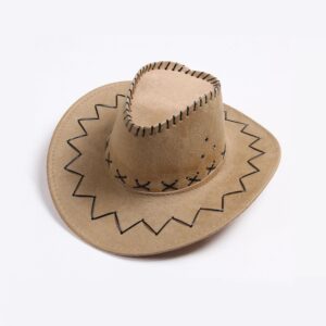 طاقية كاوبوي شامواه فيدورا الغربية بحافة عريضة مثالية للكرنفال للبالغين من دبليو اتش اس تي ال